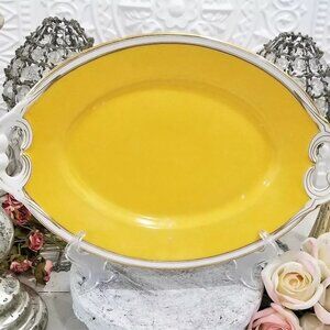RARE 1870's Haviland Limoges France Yellow & Gold Serving Platter Charles Field
